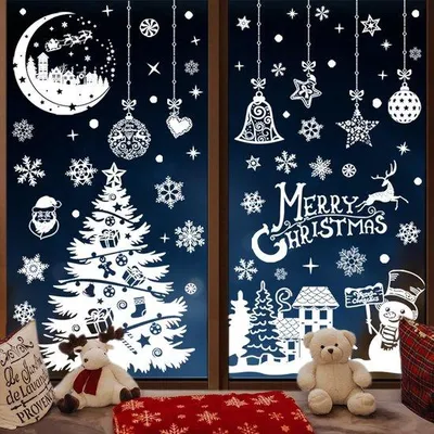 Produktbild von Klebende Weihnachtsdeko mit Schneeflocken PVC Sticker