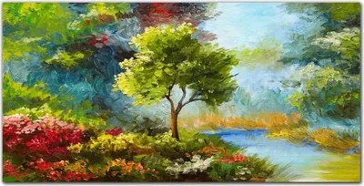 Produktbild von Coloray - Bild aus Glas - 120x60 cm - gehärtetes Glas glasblock mit bild Küche wohnzimmer wanddekoration Dekoration - Blumen Wald Natur