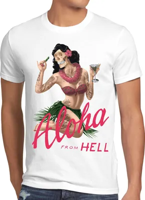 Produktbild von style3 Aloha from Hell Herren T-Shirt tattoo hawaii surfer usa