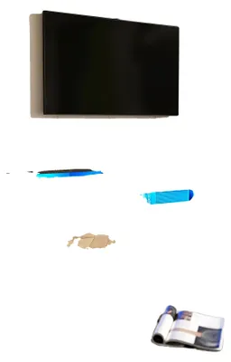 Image de Meuble TV, finition laquée, éclairage LED 16 couleurs, noir et blanc