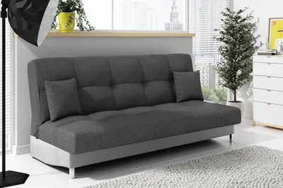 Produktbild von LIKMA Schlafsofa 3 Sitzer ausziehbar Grau + Hellgrau Kunstleder 195x91x85 cm mit Bettkasten & Schlaffunktion ohne Armlehnen
