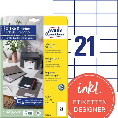 Immagine prodotto di AVERY Etichette universali Zweckform, 70 x 42,3 mm, bianco