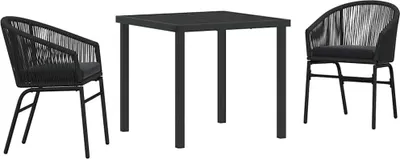 Produktbild von vidaXL Garten Essgruppe 3 pcs Schwarz Pulverbeschichteter Stahl