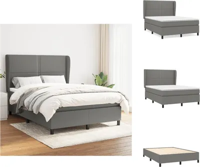 Produktbild von vidaXL Boxspringbett mit Matratze Dunkelgrau 140x200 cm Stoff -  Betten & Bettgestelle