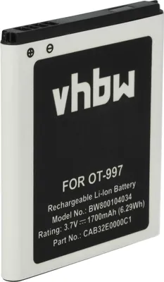 Produktbild von vhbw Akku Ersatz für Alcatel BY80, TLiB32E, TLiB5AF, CAB32E0002C1, CAB32E0000C1, CAB32E0000C2 für Handy Smartphone Telefon (1700 mAh, 3,7 V, Li-Ion)