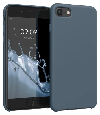 Produktbild von kwmobile Handyhülle für Apple iPhone SE (2022 / 2020) / iPhone 8 / 7 Hülle - Case Silikon - Kabelloses Laden - Schutzhülle Cover in Dunkler Schiefer