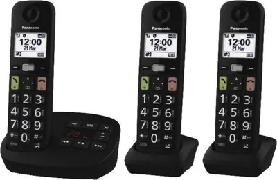 Produktbild von Panasonic KX-TGU133EXB, Analoges/DECT-Telefon, Kabelloses Mobilteil, Schwarz