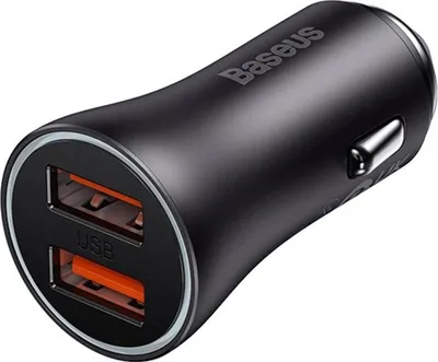 Image de Chargeur voiture Baseus Golden Contactor Max 2Xusb-A 60W - Gris foncé