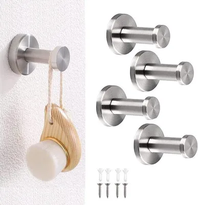 Produktbild von Famanu Wandhaken 4 Stück - 50mm Handtuchhaken - Edelstahl - Integrierte Befestigung