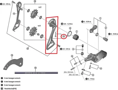 Produktbild von SHIMANO RD-R7100 Äußeres Kettenleitblech und Anschlagschraube Kettenleitblech...