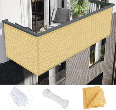 Productafbeelding van Balkonbescherming - Ruimtevergroting binnen - Tuin - Privacy - UV-bestendig - Ademend - 60x250 cm - Crème