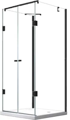 Produktbild von BuyLando Emma 80x100x80 cm H:180 cm U-Form Duschkabine Schwarz Beschläge
