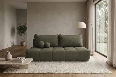 Image de Canapé Kaiser Möbel avec fonction convertible et coffre de rangement, revêtement en tissu Verita, couleur olive, modèle COCO