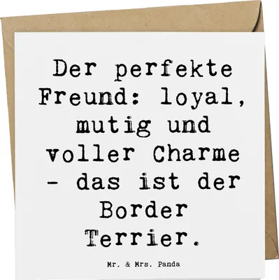 Produktbild von Mr. & Mrs. Panda Grußkarte Spruch Border Terrier Freund - Weiß - Geschenk, anlasskarte, Glückwunschkarte, faltkarte, Hunderasse, Hundeliebhaber, Hunderassen Vielfalt