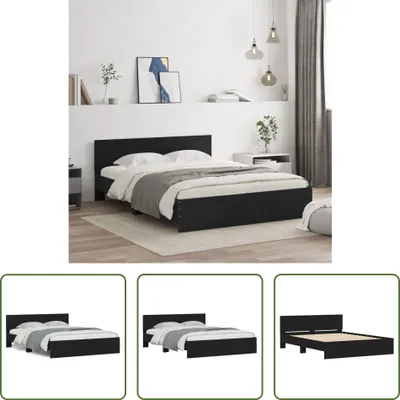 Produktbild von The Living Store Bettgestell mit Kopfteil Schwarz 150x200 cm