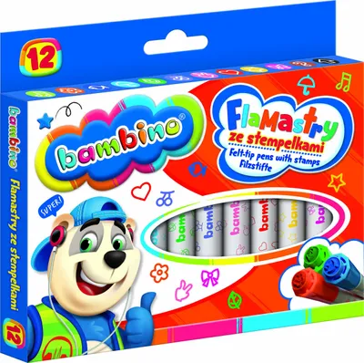 Zdjęcie produktu dla Flamastry ze stempelkami 12 kolorów Bambino