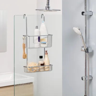 Image de Etagere de bain et douche double chrome a suspendre