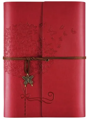 Image de Carnet/journal intime en cuir, agenda rechargeable pour femmes et jeunes filles, carnet de voyage rétro ligné au format A5 (16,5 cm x 23,4 cm) (rouge)