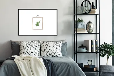 Produktbild von MuchoWow® MuchoWow® Gerahmtes Poster Pflanze - Rahmen - Weiß - Abstrakt 90x60 cm - Poster mit zchwarzem Bilderrahmen - Wanddekoration - Fotos