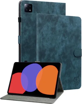 Produktbild von Für Xiaomi Pad 6 / 6 Pro 11 Blau Kunst Leder Hülle Tablet Tasche Sand Tiger Case