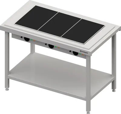 Immagine prodotto di Servizio caldo con piastra riscaldante in vetroVetroceramica 3x GN1/1, 1245x750x880, coperchio in acciaio inox