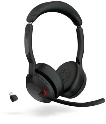 Zdjęcie produktu dla Jabra Evolve2 55, Bezprzewodowy, Biuro/centrum telefoniczne, 20 - 20000 Hz, 130 g, Zestaw słuchawkowy, Czarny