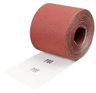 Image de Papier abrasif en rouleau, grain 80, dimensions 93 mm x 10 m, pour bois et métal
