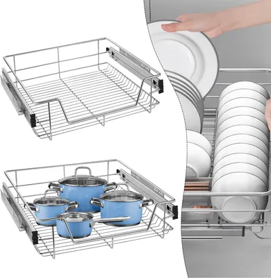 Produktbild von ACXIN 2 kusy teleskopických zásuviek kuchynská zásuvková skrinka výsuvná lekárnička zásuvka do spálne s teleskopickými bežcami, pre 60 cm skrinku výsuvná polica