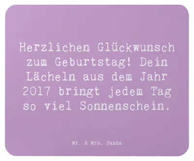 Produktbild von Mr. & Mrs. Panda Mouse Pad Spruch 2017 Geburtstag Lächeln - Lavendeltraum - Geschenk, computer mauspad, Geburtstagsgeschenk, Glückwunsch, mausteppich, Mousepad