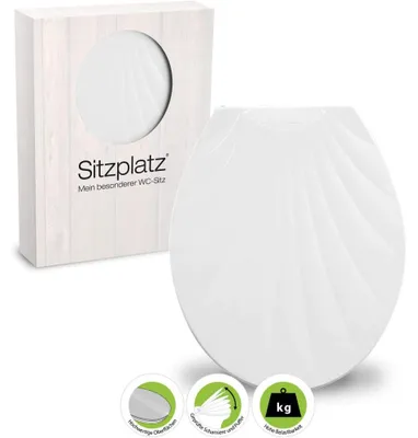Produktbild von Sanitop® Thermoplast WC-Sitz in Muschel-Form, weiß, Toilettensitz überlappend, Standard O-Form universal Toilettendeckel
