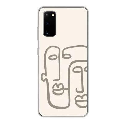 Produktbild von MuchoWow® Handyhülle Schutzhülle Hülle für Samsung Galaxy S20 Gesicht - Abstrakt - Strichzeichnung Silikon Softcase Handy Hülle - Bild
