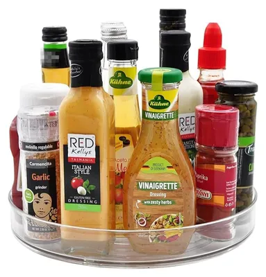Produktbild von Drehteller für Kühlschrank, 23,5 cm, 360° drehbar, Küchenorganizer, Gewürzregal, Speisekammer, Küchenschrank, Badezimmer, Kommode (transparent)