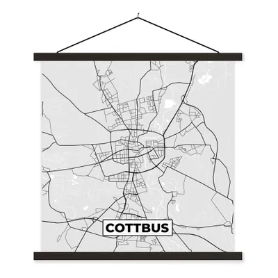Produktbild von MuchoWow® Textilposter Deutschland - Karte - Cottbus - Karte - Stadtplan 90x90 cm mit schwarzem Rahmen - Magnetisches
