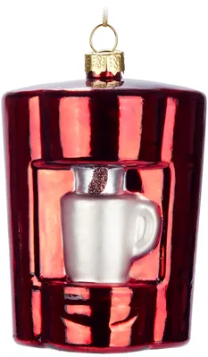Immagine prodotto di BRUBAKER Caffettiera rossa - Decorazioni natalizie in vetro dipinte a mano - decorazioni per l'albero di Natale da 10,5 cm per gli amanti del caffè e i bevitori di caffè