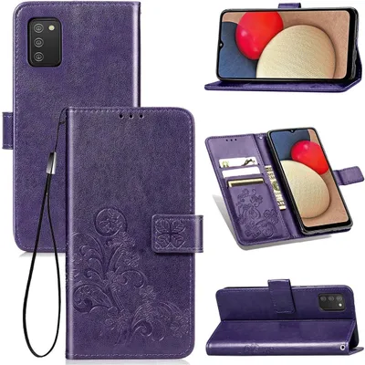 Produktbild von König Design Hülle kompatibel mit Samsung Galaxy A02s Kunstleder Handyhülle - Handy Case Violett