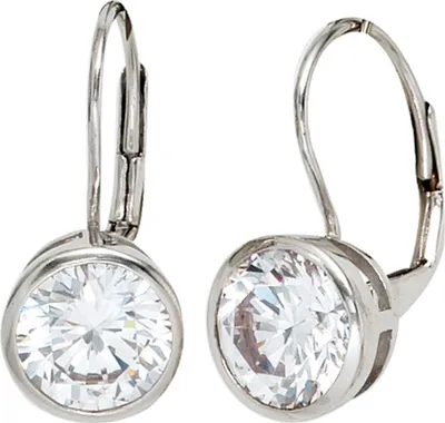 Produktbild von Ohrringe Ohrhänger Ohrschmuck Brisur mit 2 Zirkonia weiß 925 Silber