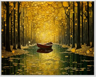 Produktbild von Wallario Wandbild Boot im goldenen Licht, Größe: 40,30 x 50,30 cm, Poster mit weißem Aluminiumrahmen