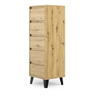 Produktbild von Topeshop SCANDI 5S ARTISAN, Schwarz, Eiche, 5 Schublade(n), Partikelbord, Modern, Schwarz, 400 mm