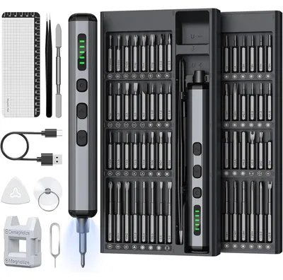 Produktbild von Mini Elektrischer Schraubendreher Set 72 in 1 Präzisions Akku Schraubendreher mit 5 Drehmomenten für Handy, Laptop, Uhren Reparatur