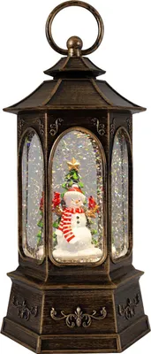 Produktbild von LED Schneelaterne Weihnachten Schneemann Schneewirbel 26cm bronze Weihnachten elektrisch