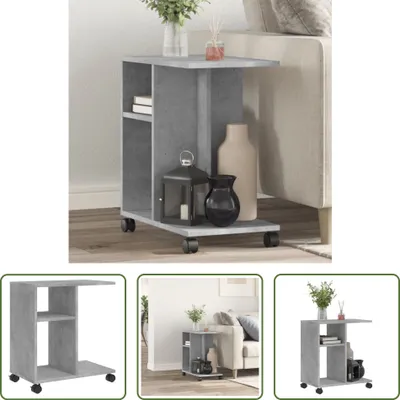 Produktbild von The Living Store Beistelltisch mit Rollen Betongrau 50x30x55 cm Holzwerkstoff