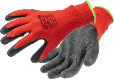Produktbild von Högert Arbeitshandschuhe mit Latexbeschichtung, rot/schwarz 11