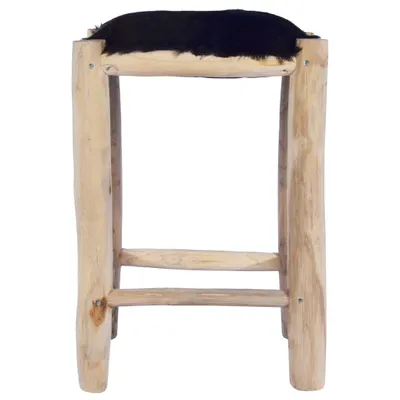 Produktbild von vidaXL Barhocker Echtes Ziegenfell und Teak Massivholz