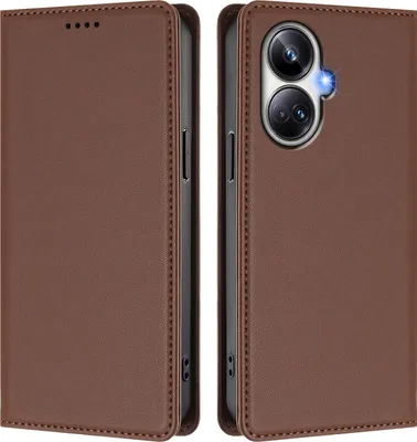 Immagine prodotto di Custodia in pelle per Realme 10 Pro+, custodia magnetica in Finto cuoio con supporto Marrone