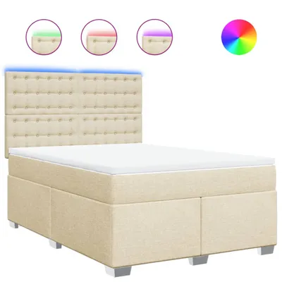 Produktbild von Boxspringbett mit Matratze Creme 160x200 cm Stoff