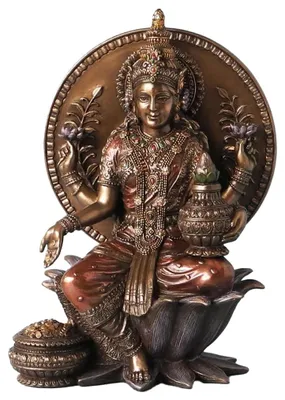 Dekofigur Lakshmi, Hindugöttin, Kunstharz, Bronzeoptik, 21 cm