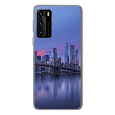 Produktbild von MuchoWow® Handyhülle Schutzhülle Hülle für Huawei P40 New York hinter der Brooklyn Bridge Silikon Softcase Handy Hülle - Handytasche