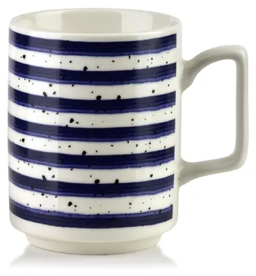 Produktbild von Becher porzellan Affekdesign Mojra 8x11x10cm blau gestreift 1pc