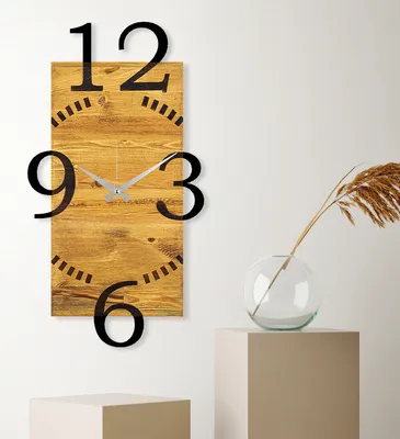 Produktbild von Opviq, Wooden Clock 2, Wanduhren, Nussbaum, Metall, 41 x 74 x 3 cm