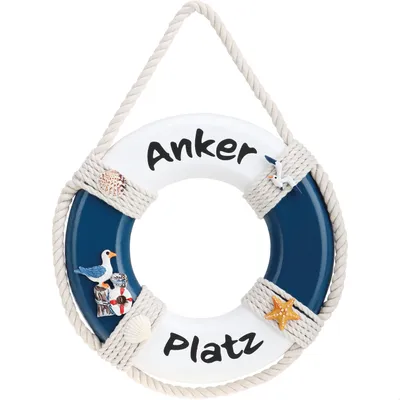 Produktbild von com-four® Dekorativer Rettungsring aus Holz mit der Aufschrift "Ankerplatz" - Schifffahrt Deko zum Aufhängen - Maritime Hängedeko für zu Hause